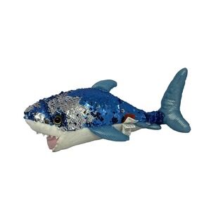 Adventure Planet Stuffed Sequin Shark Plush Shiney 14"‎ Stuffed Ocean Animal Toy